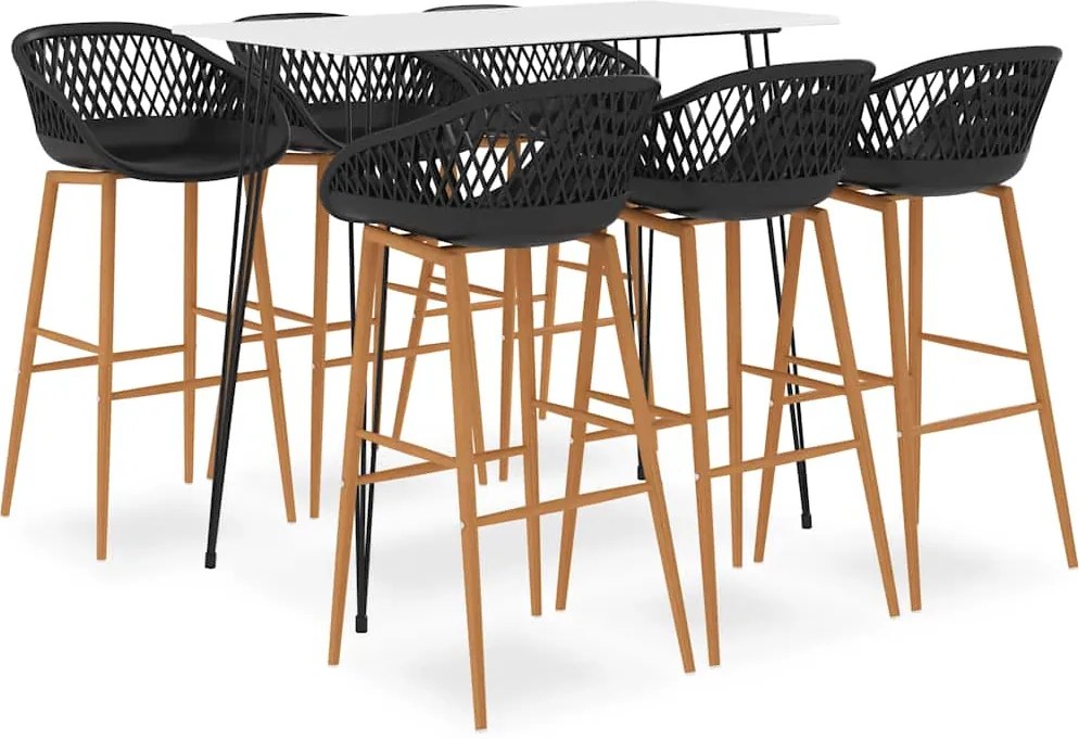 3057420 vidaXL Бар комплект от 7 части, бяло и черно