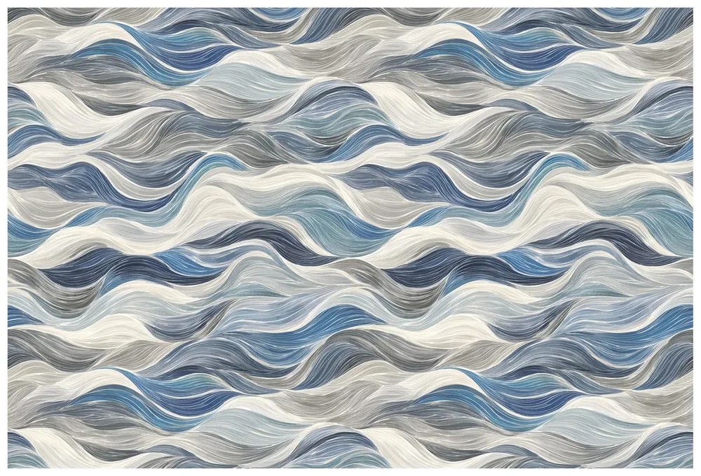 Самозалепващ тапет – Сини вълни на сив фон