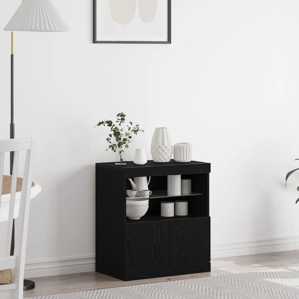Sonata H ТВ шкаф с LED осветление Черен дъб 60x37x67 см