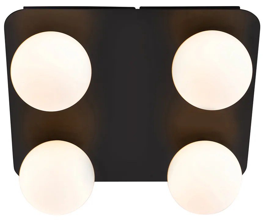 Модерна таванна лампа за баня черна квадратна 4-светлина - Cederic