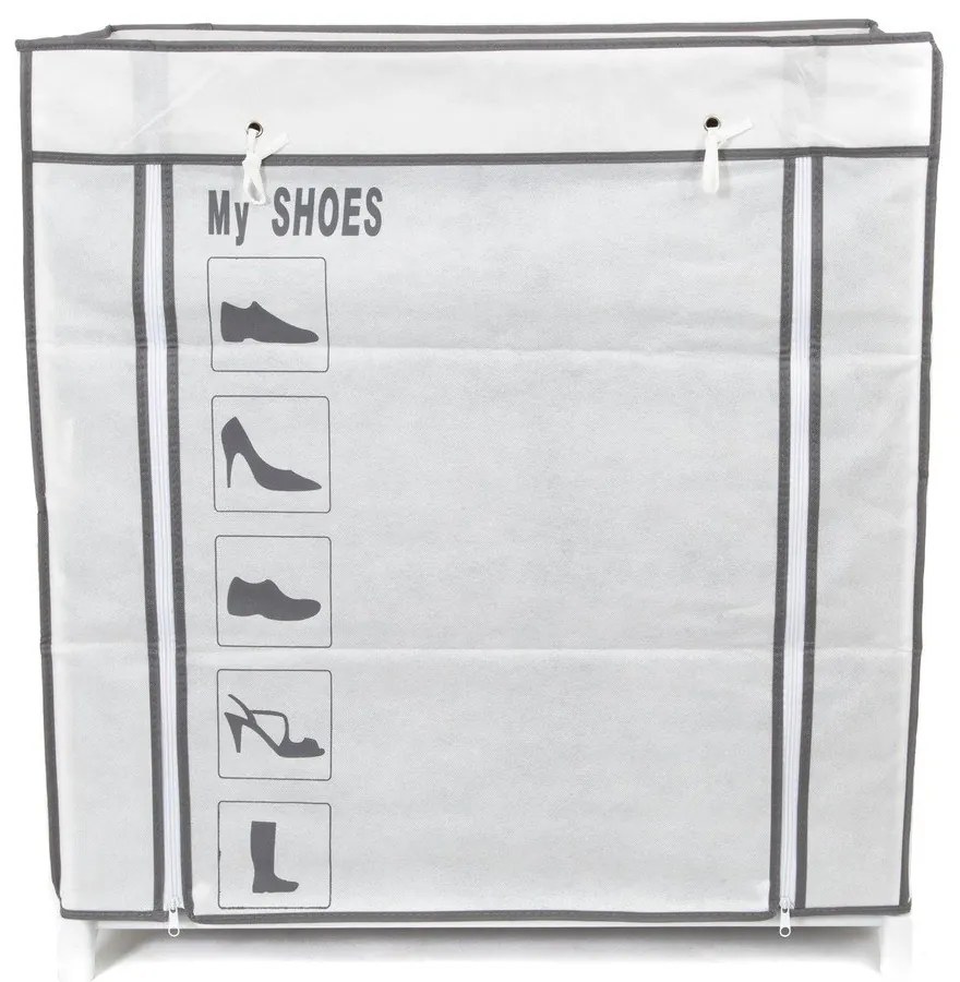 Черно-бяла текстилна етажерка за обувки Обувки, 25 отделения - Compactor