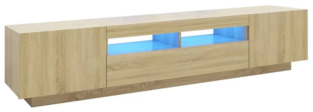 3081909 vidaXL ТВ шкаф с LED осветление, дъб сонома, 200x35x40 см