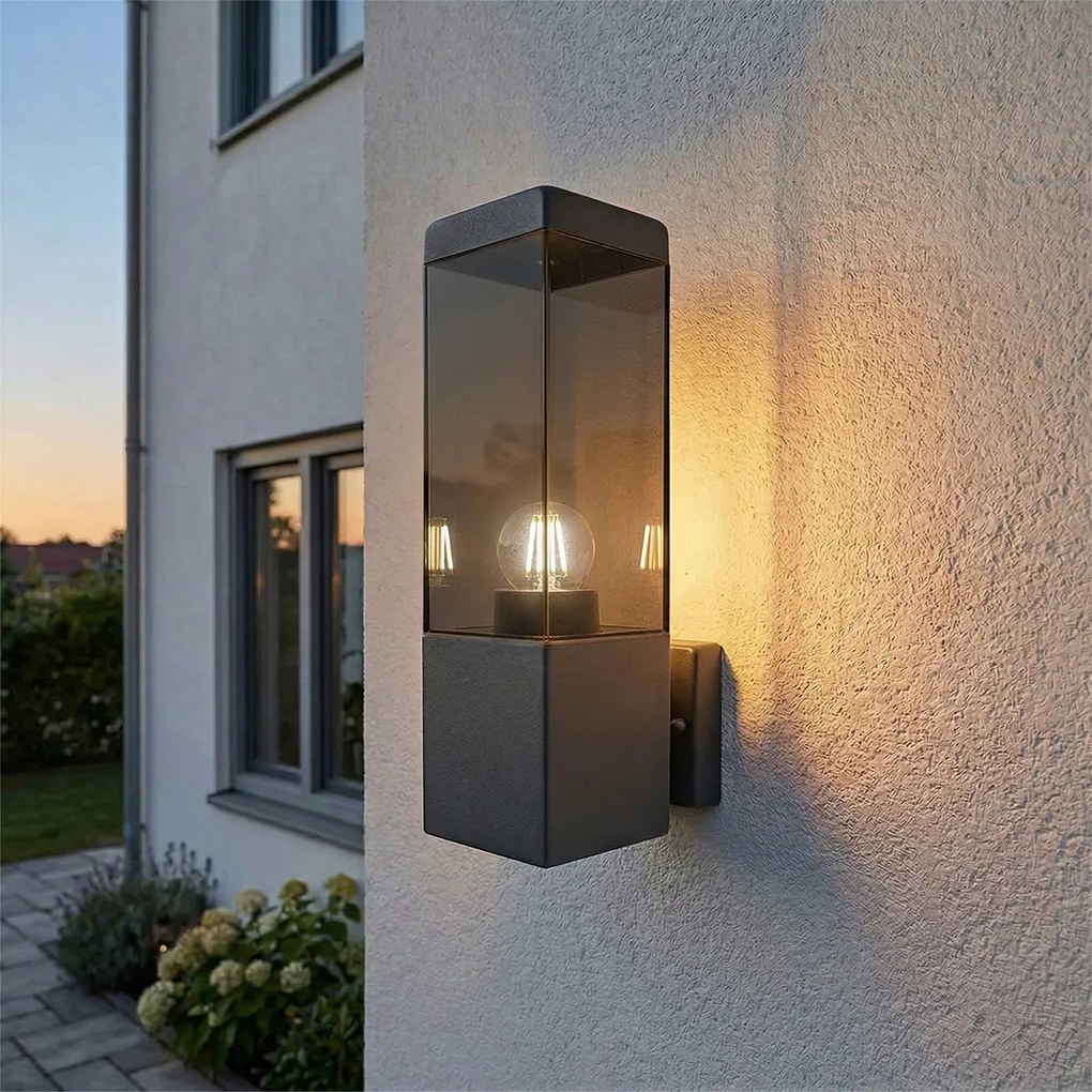 Модерна външна стенна лампа тъмно сива с дим - Malios