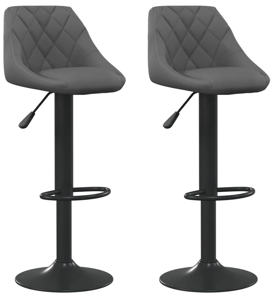 335350 vidaXL Бар табуретки, 2 бр, тъмносиви, кадифе