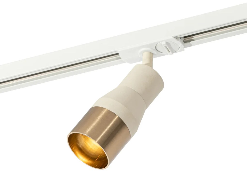 Модерен прожектор бежов със злато за 1-фазна релсова система GU10 50mm - Iconic Kohua