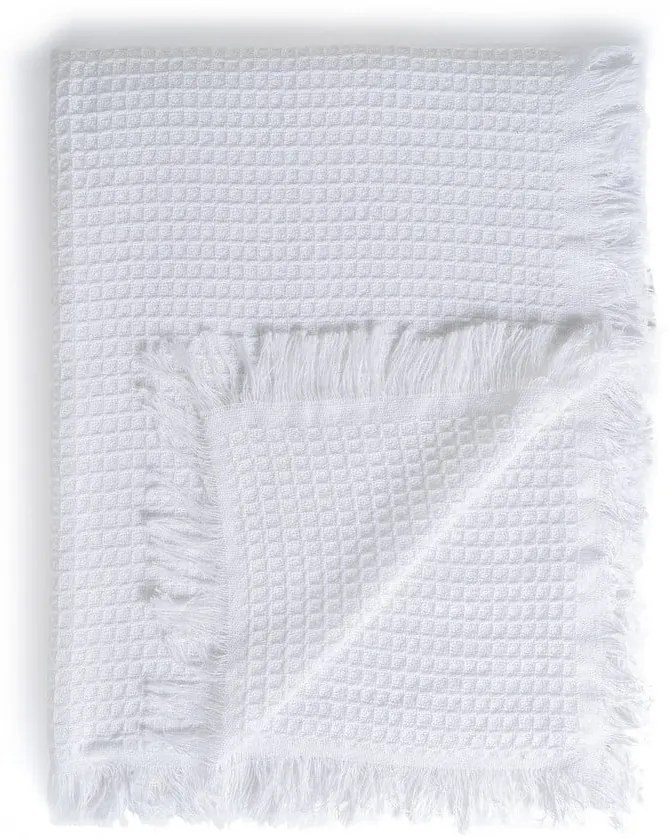 Бяло покривало за легло от рециклиран памук 260x280 cm Honeycomb – Ixia