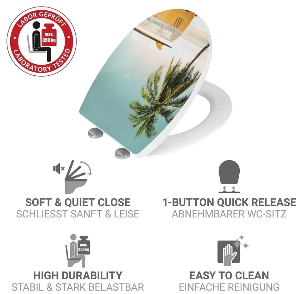 Тоалетна чиния с автоматично затваряне 36,5 x 45 см Corbara – Wenko