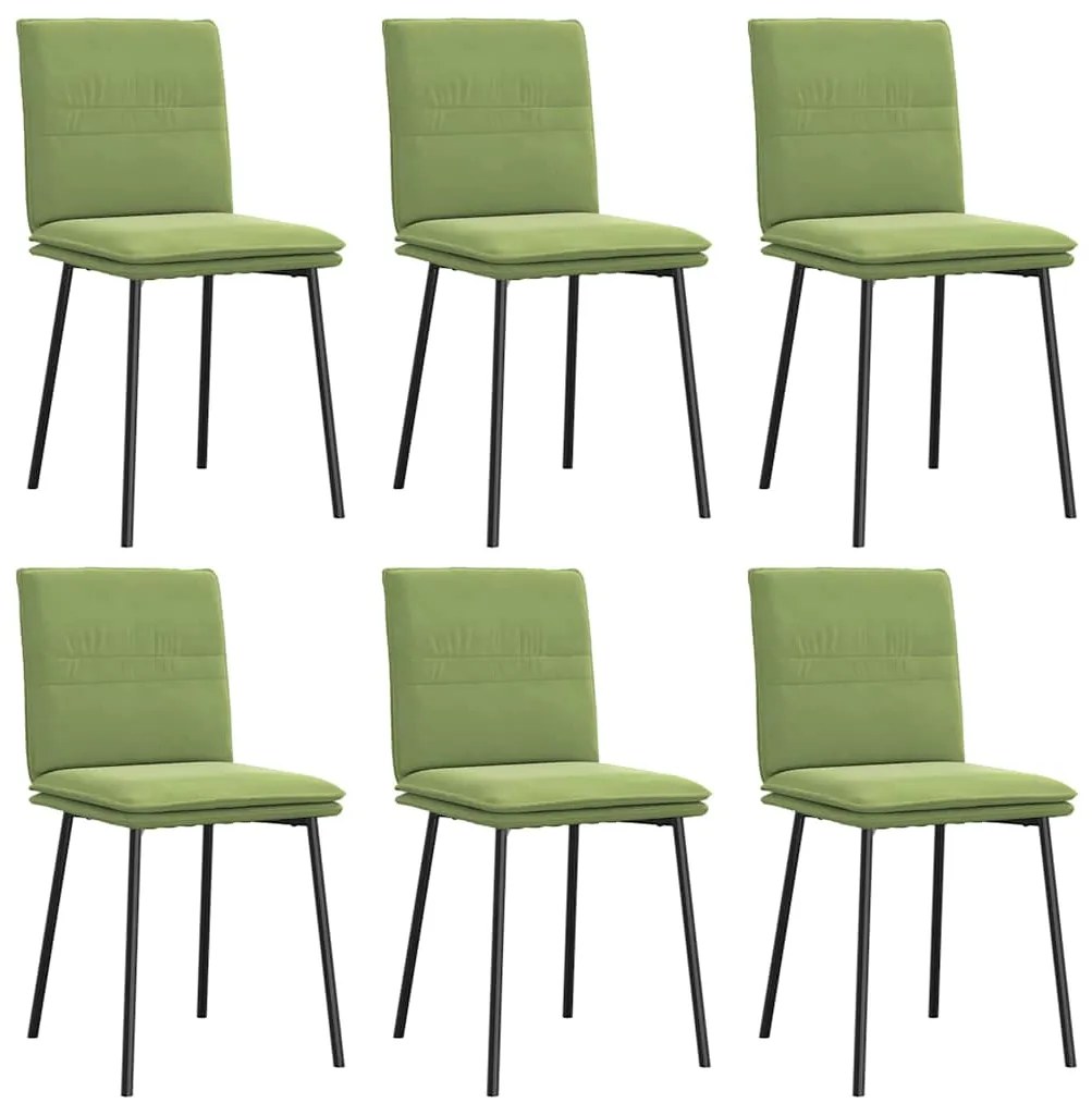 3315617 vidaXL Трапезни столове, 6 бр, светлозелени, кадифе