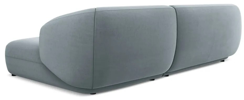 Светлосин кадифен ъглов диван (десен ъгъл) Moana – Makamii