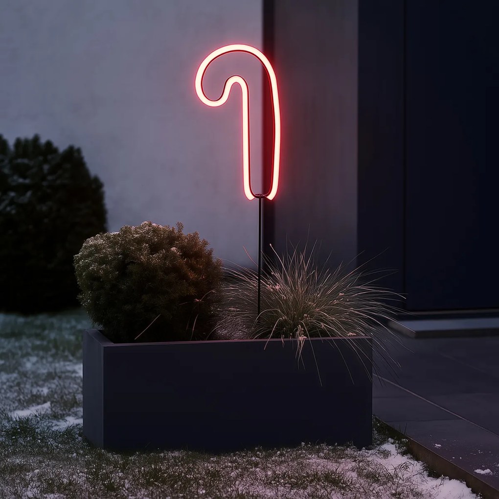 Коледна неонова лампа за забиване червена захарна тръстика с LED и таймер IP44 - Fura