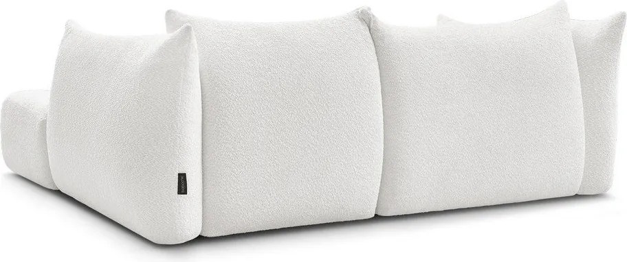 Бял ъглов диван от прежда с примки от букле (десен ъгъл) Azra – Bobochic Paris