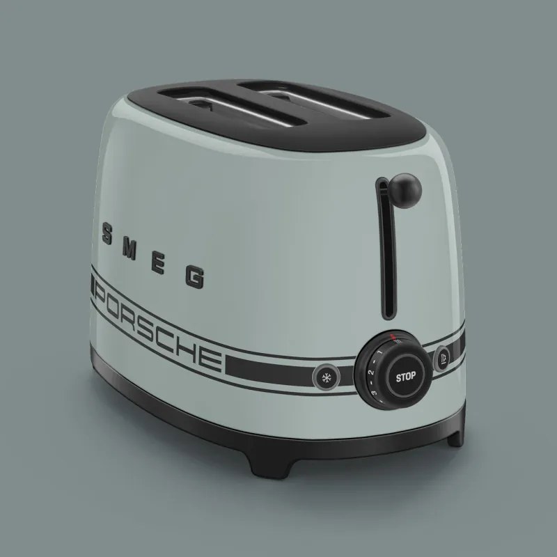 Тостер за хляб SMEG 50's Style Porsche TSF01PSGEU, 950W, 2 филии, 6 нива, Тавичка за трохи, Вграден кабел, Неръждаема стомана, Зелен