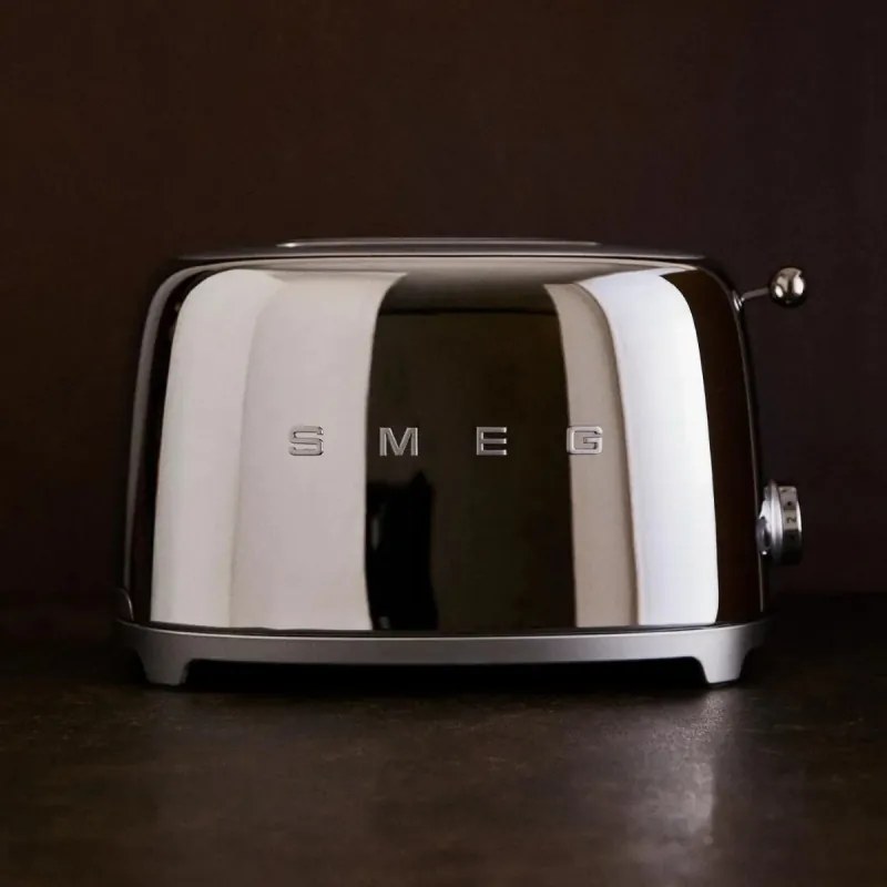 Тостер за хляб SMEG 50's Style TSF01SSEU, 950W, 2 филии, 6 нива, Тавичка за трохи, Вграден кабел, Неръждаема стомана, Сребрист