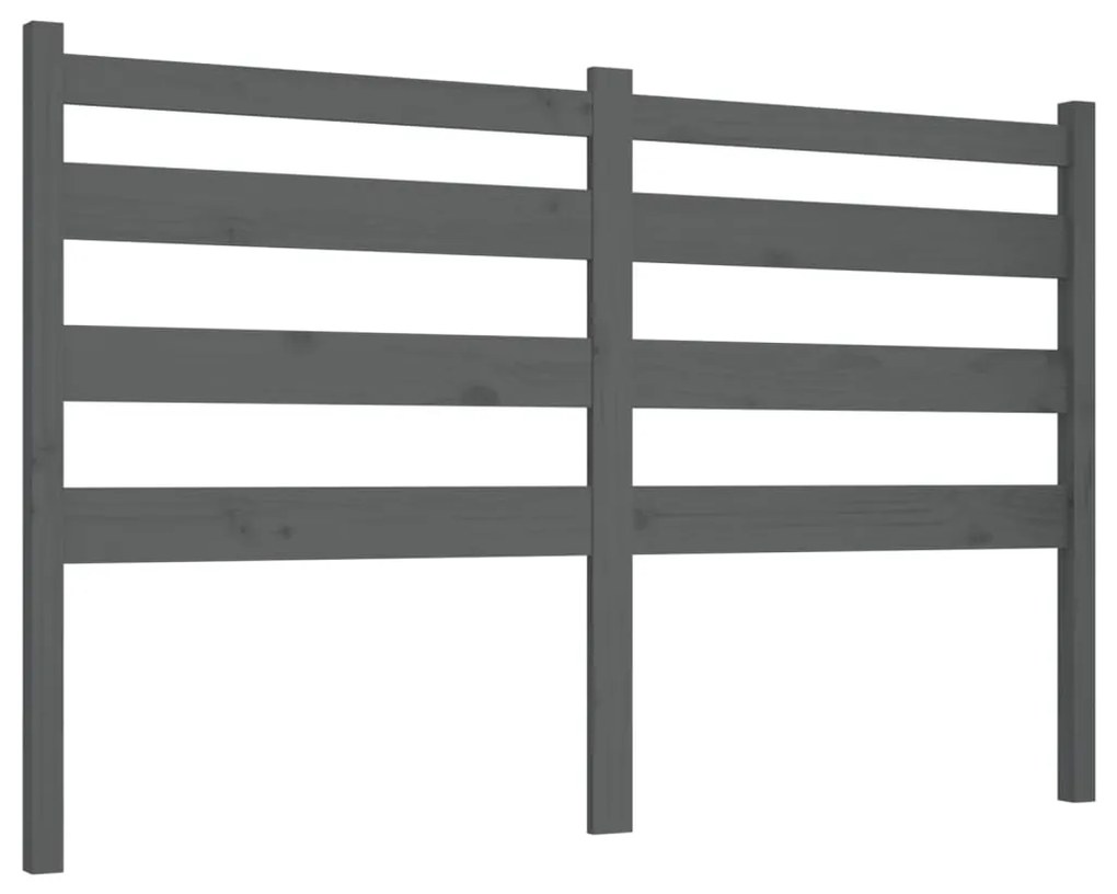 818412 vidaXL Горна табла за легло, сива, 126x4x100 см, бор масив