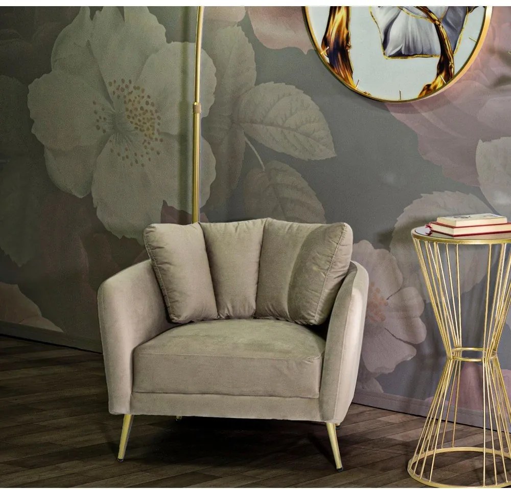 Кафяво-сиво кадифено кресло Kiev – Mauro Ferretti