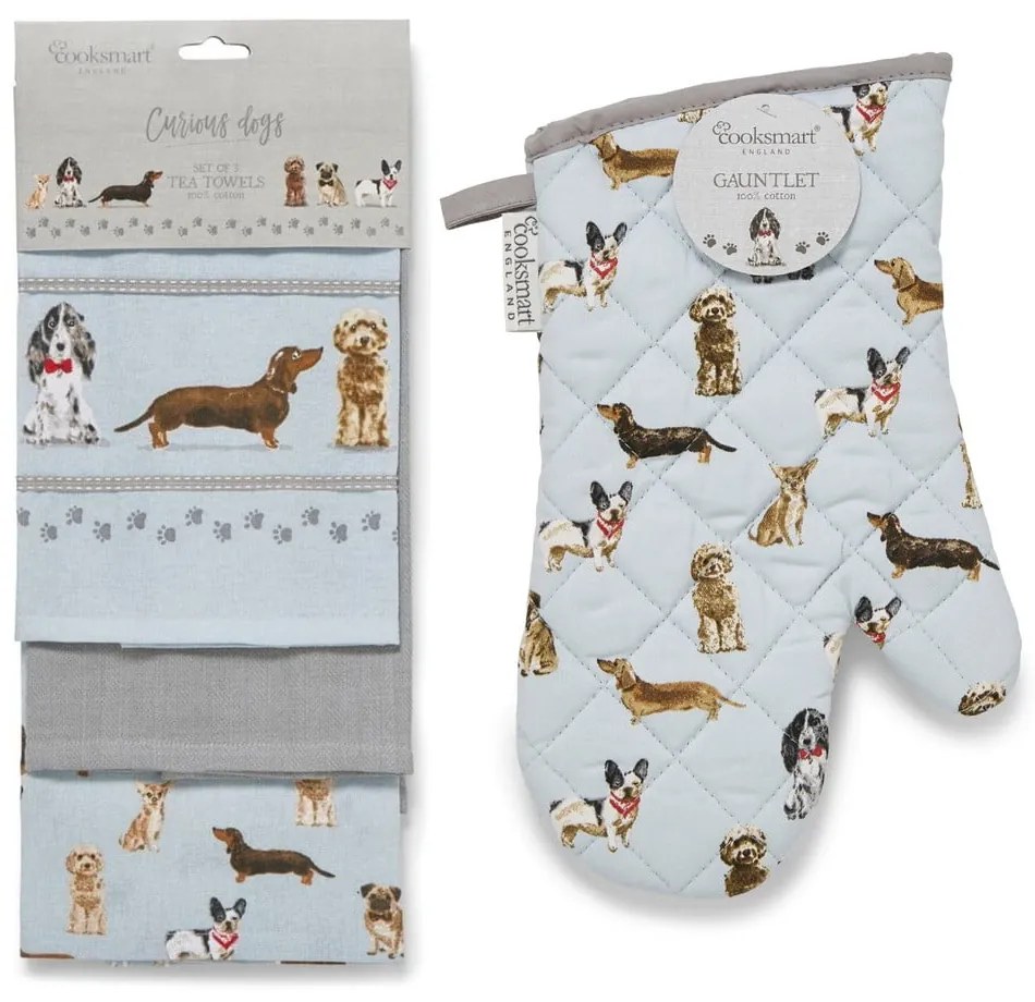 Чаени кърпи и кърпа за съдове в комплект от 4 бр. Curious Dogs – Cooksmart ®