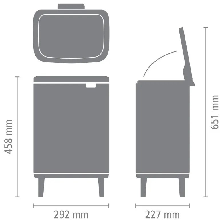 Кош за боклук Brabantia Bo Small Hi 1006647, 12 л, Плавно и безшумно отваряне, Противоплъзгаща основа, Бял