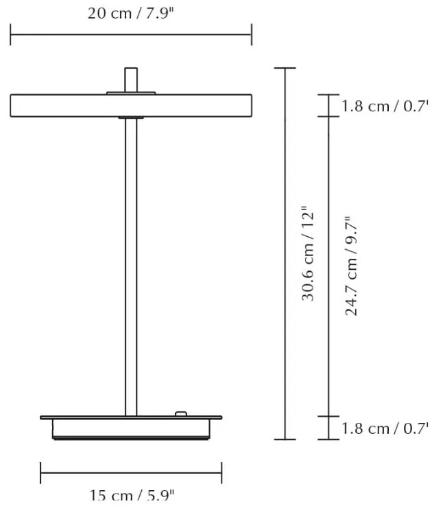 Черно-бяла метална LED настолна лампа с метален абажур (височина 31 cm) Asteria Move – UMAGE