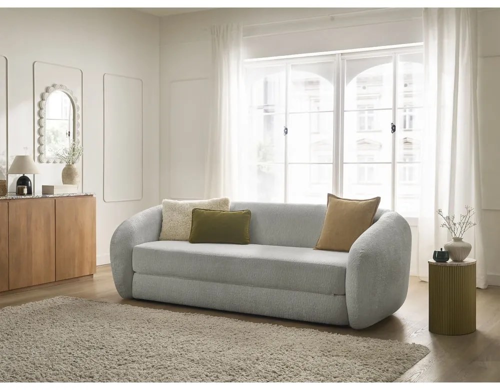 Светлосив шенилов сгъваем диван 228 cm Neyo – Bobochic Paris