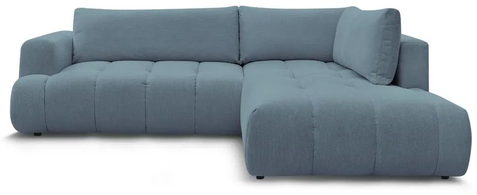 Син сгъваем/с място за съхранение ъглов диван (десен ъгъл/L форма) Fuji – Bobochic Paris