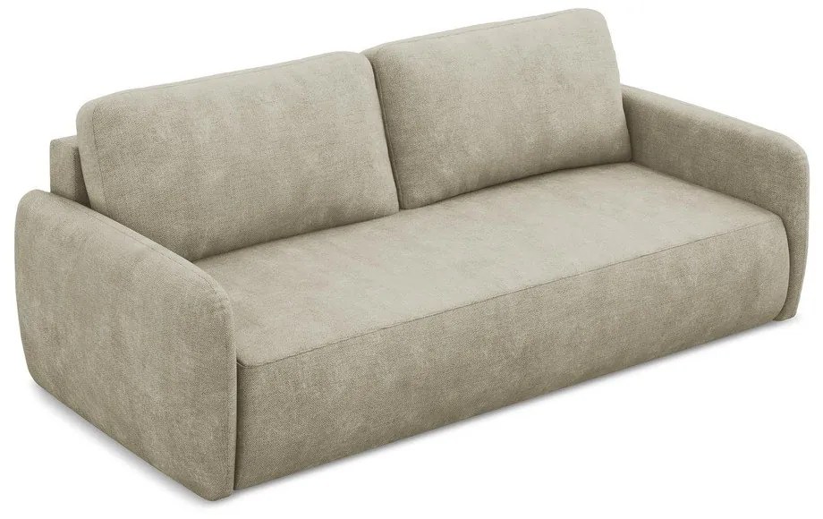 Бежов шенилов разтегателен диван с място за съхранение 218 cm Lilo – Makamii