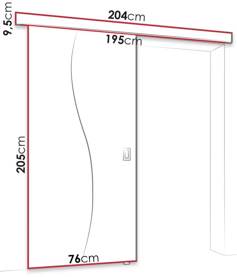 Плъзгаща се врата Fala -Fusiko-Length: 76 cm