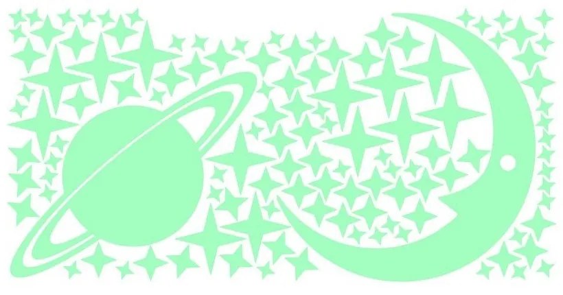 Луна и планети - светещи стикери за стена - Ambiance