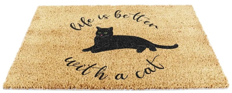 Изтривалка от кокосови влакна 40x60 cm Life Is Better With a Cat – Artsy Doormats