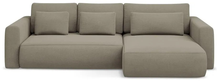 Светлокафяв разтегателен ъглов диван с място за съхранение (десен ъгъл) Kapua – Makamii