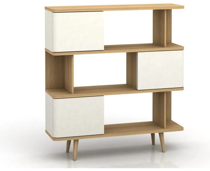 Бял шкаф за книги в дъб 120x130 cm Alana - Støraa