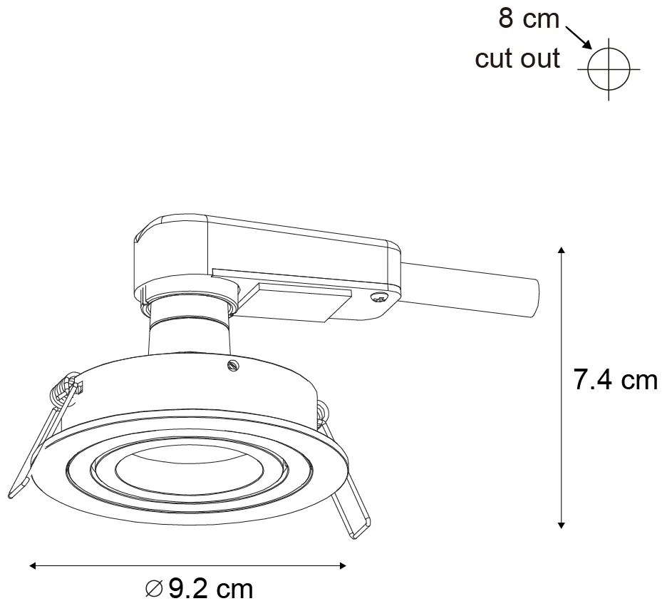 Комплект от 6 модерни вградени спота Gunmetal GU10 50mm кръгли с наклон - Rondoo