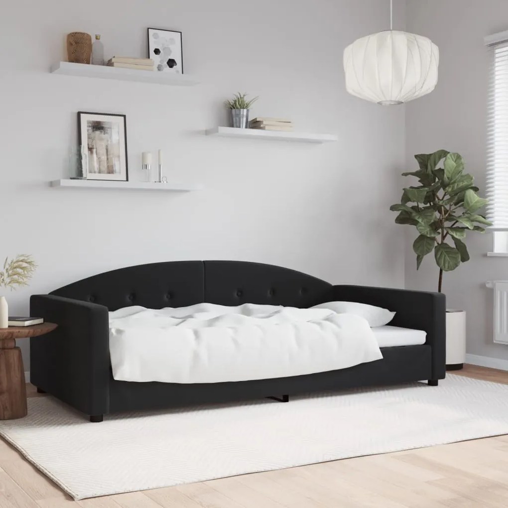 354147 vidaXL Кушетка, черна, 100x200 см, кадифе