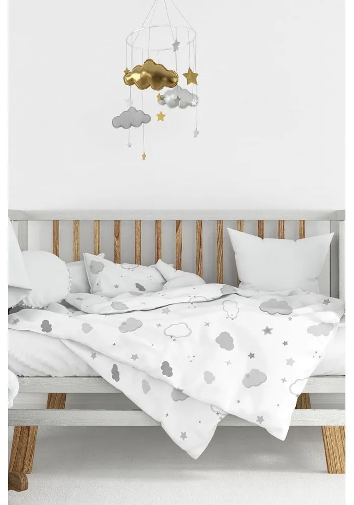 Бяло детско спално бельо от памук Renforcé 100x150 cm Bulut – Mijolnir