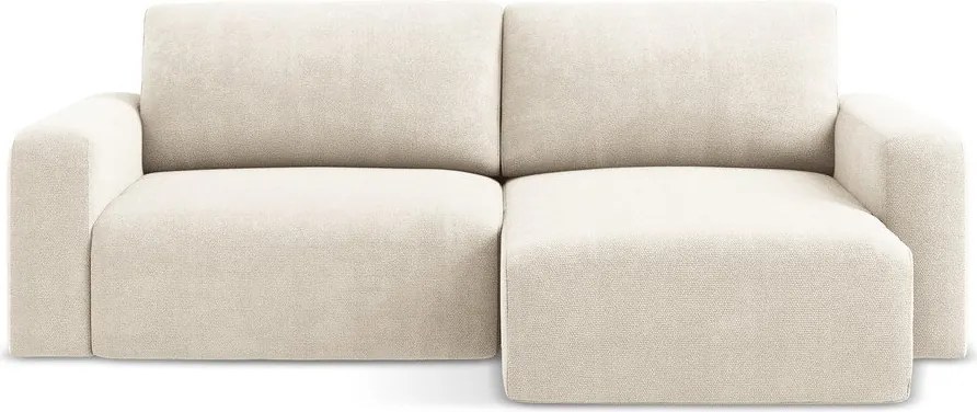 Кремав шенилов сгъваем/с място за съхранение ъглов диван (десен ъгъл) Kona – Makamii