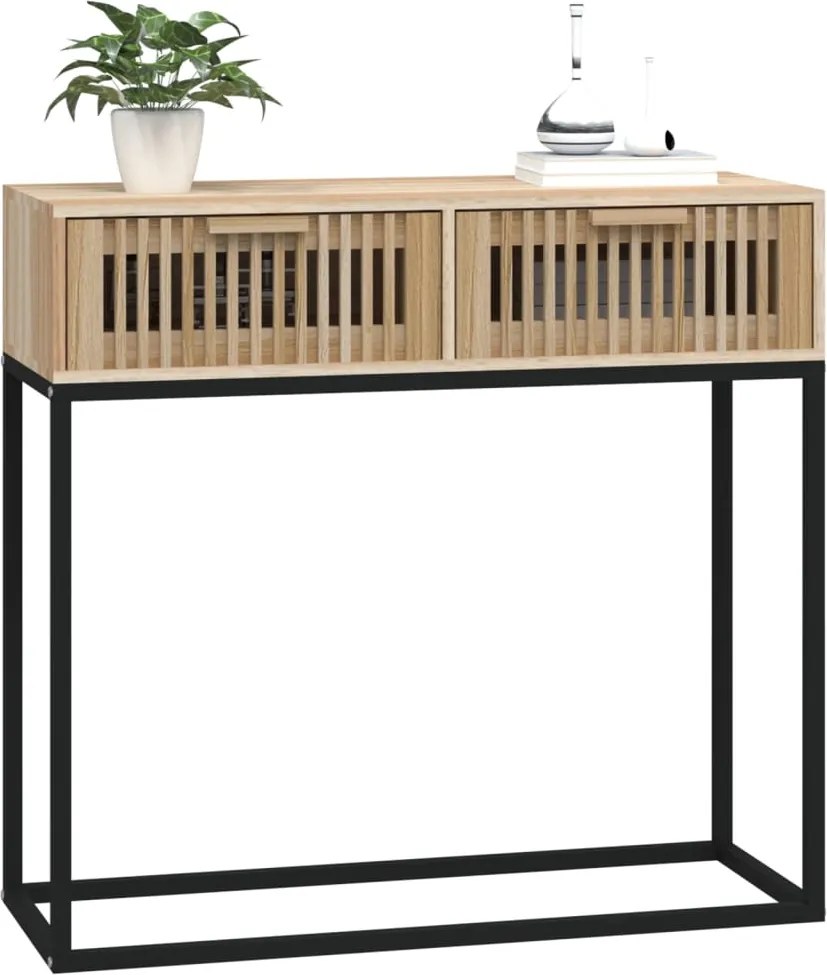 Конзолна маса, 80x30x75 см, инженерно дърво и желязо