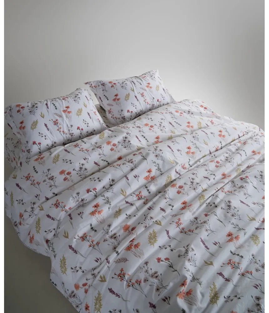 Бяло двойно удължено спално бельо от памук Renforcé 240x220 cm Floral Dance Autumn – Mila Home Luxury