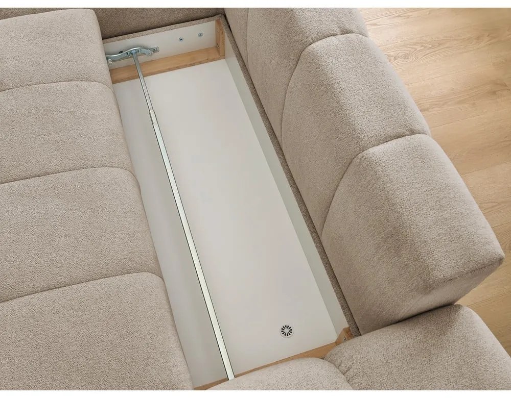 Кафяво-сив шенилов сгъваем/с място за съхранение ъглов диван (ляв ъгъл) Everest – Bobochic Paris