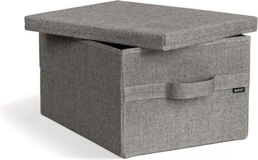 Сива текстилна кутия за съхранение с капак 31x41x22 cm Soft Storage Medium – Bigso