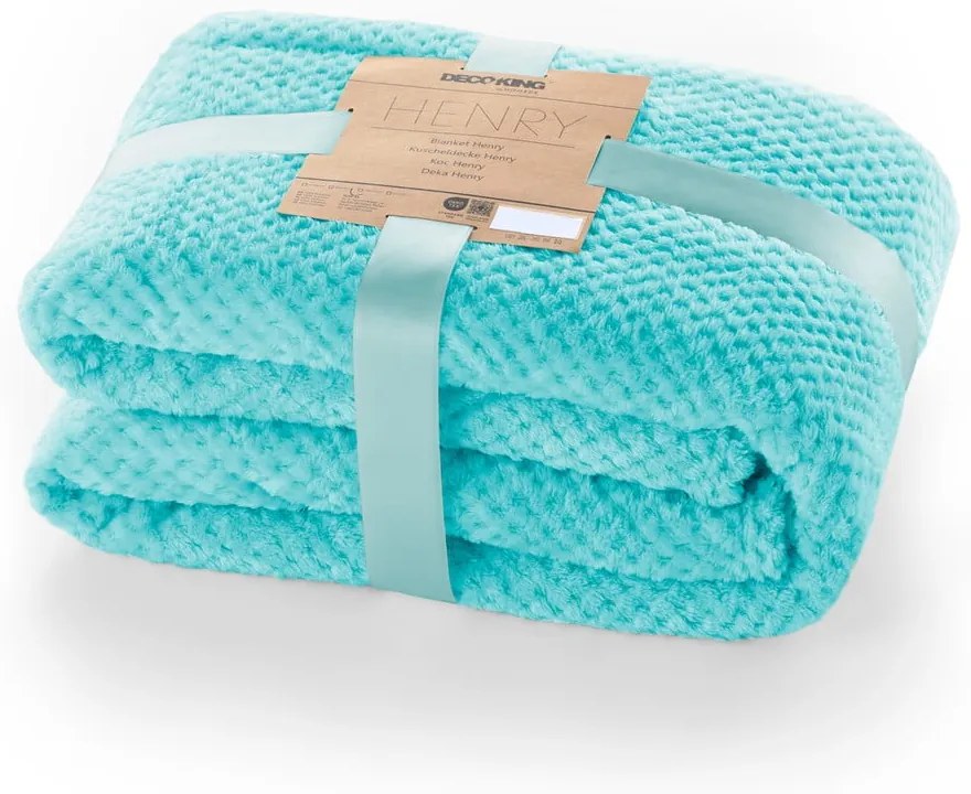 Тюркоазена покривка за легло от микрофибър Henry, 150 x 70 cm - DecoKing