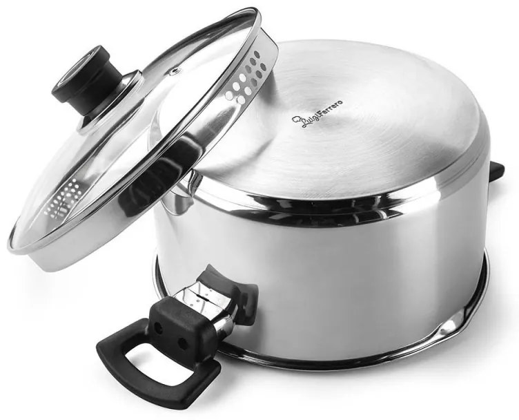 Тенджера Luigi Ferrero Sophia FR-3405, 24x13 см, 5.4 л, Стомана 18/10, Стъклен капак, Индукция, Инокс