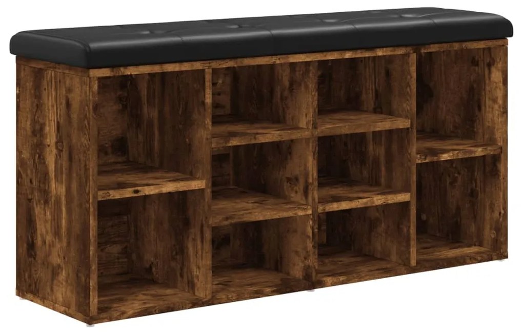 835114 vidaXL Пейка за обувки, опушен дъб, 102x32x50 см, инженерно дърво