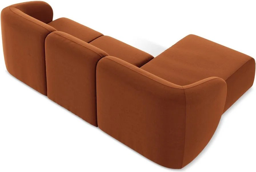 Теракотен кадифен ъглов диван (ляв ъгъл) Lani – Makamii