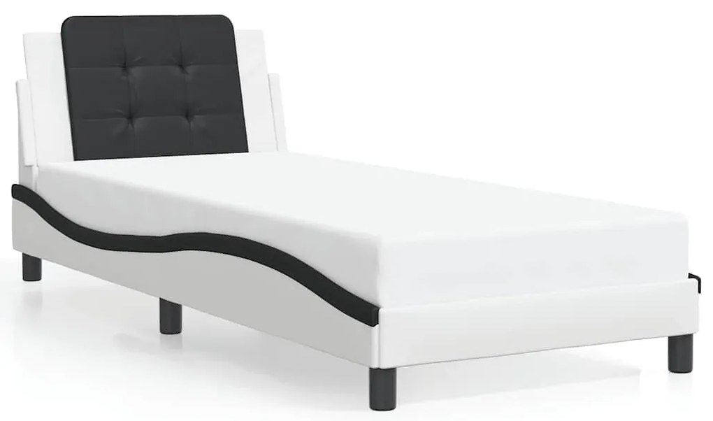 3208148 vidaXL Рамка за легло без матрак Zadar, бяла, черна, 80x200 см, изкуствена кожа