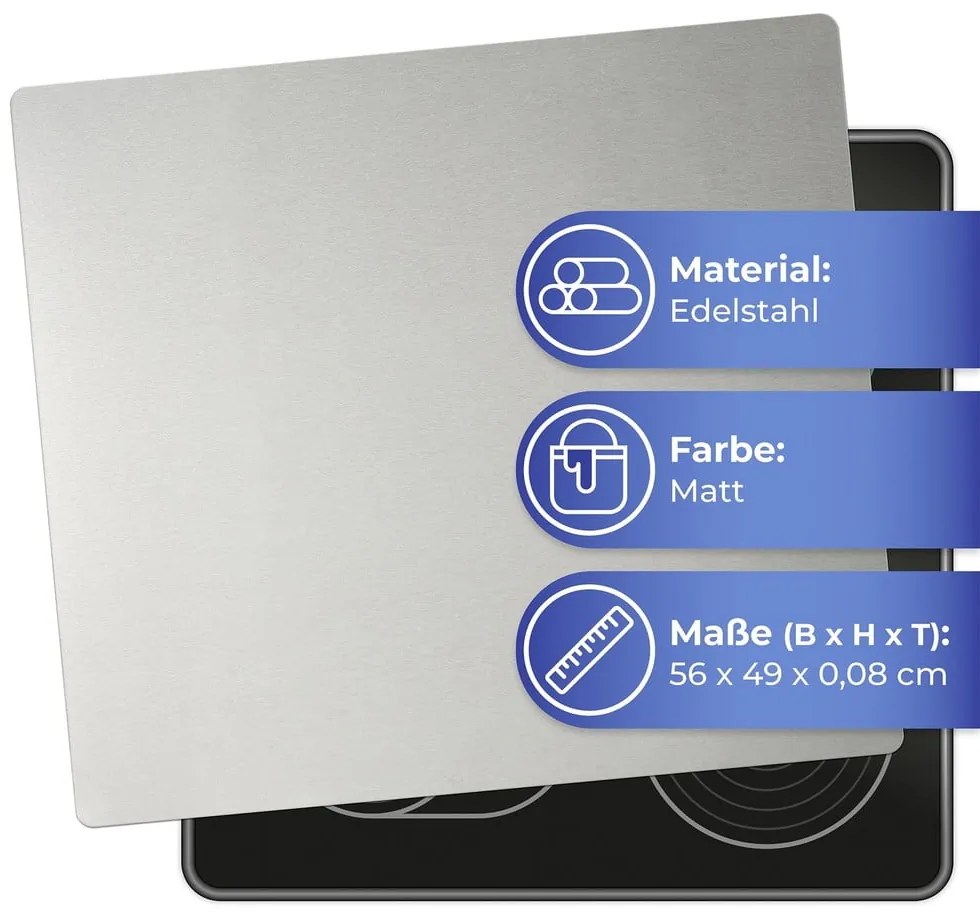 Капак от неръждаема стомана Сребърен, 50 x 56 cm - Maximex