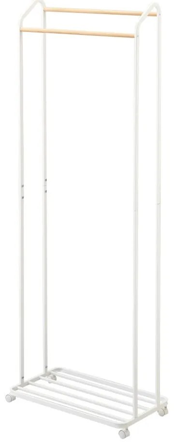 Бяла метална стойка за дрехи на колелца Tower – YAMAZAKI
