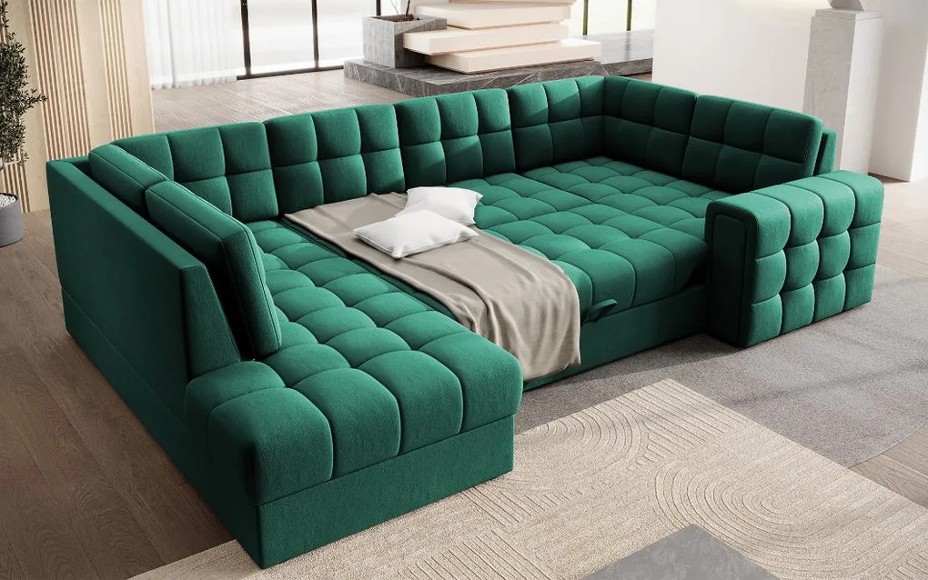 Ъглов диван Bale U-Зелен-Ляв