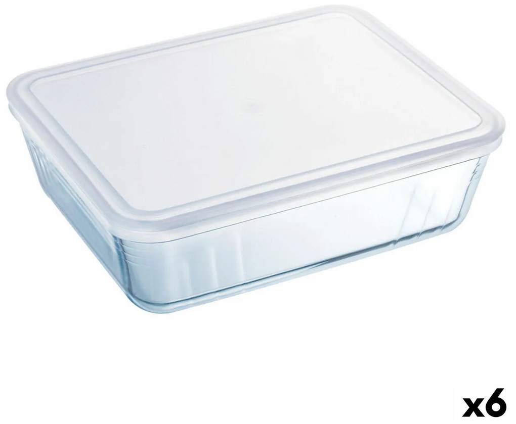 Правоъгълна Кутия за Обяд с Капак Pyrex Cook &amp; Freeze 19 x 14 x 5 cm 800 ml Прозрачен Силикон Cтъкло (6 броя)