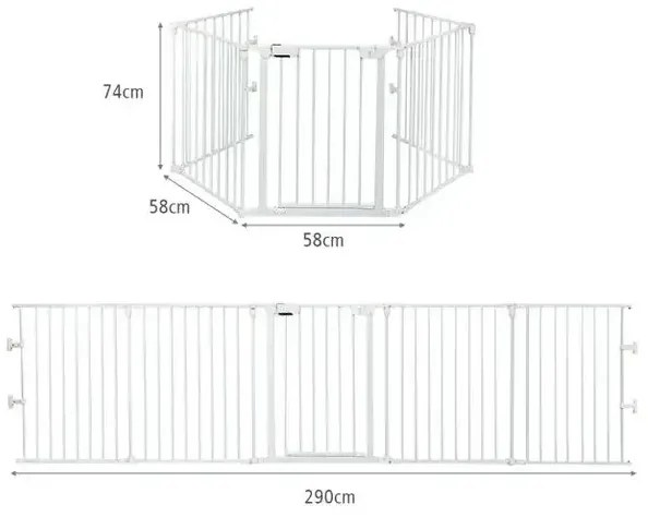 Метална предпазна преграда 5 в 1 58 x 74см -  Бяла