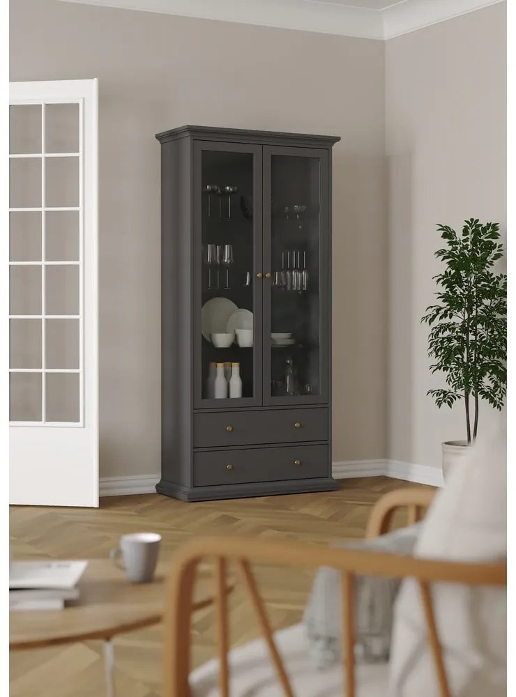 Сива витрина 96x201 cm Paris – Tvilum