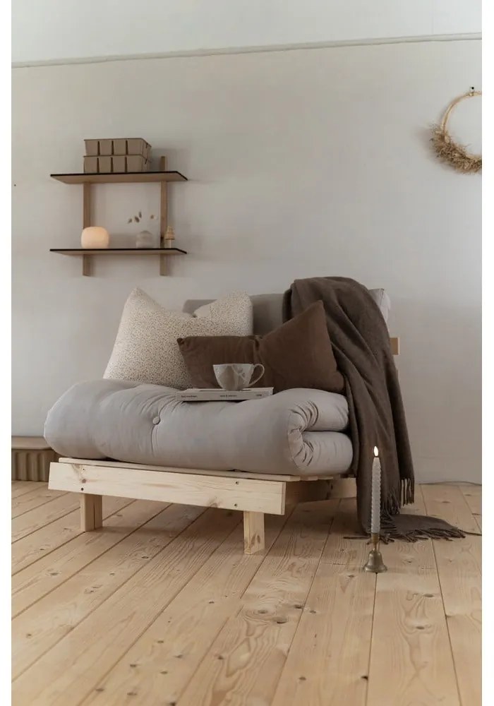 Сиво-бежово разтегаемо ленено кресло Roots – Karup Design